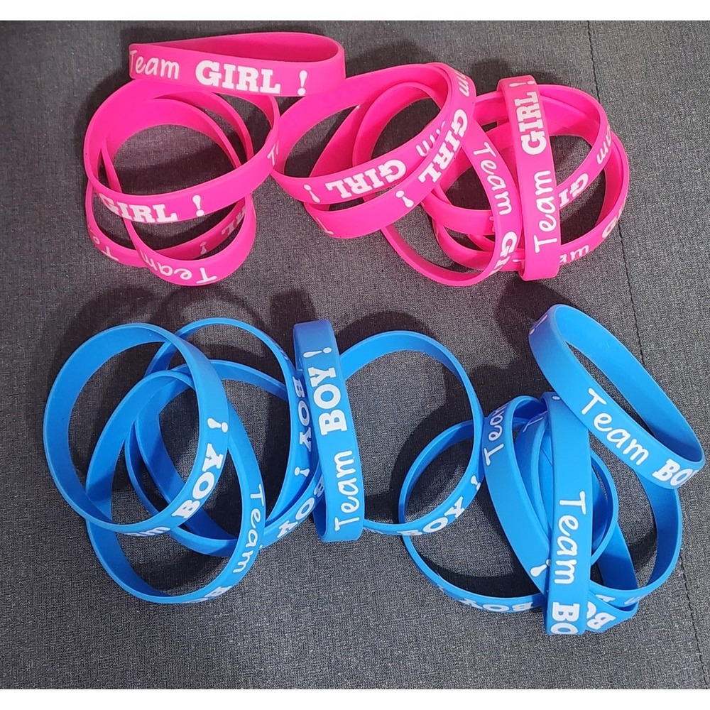 New! 22 pcs Gender reveal silicone bracelets 11boy 11girls